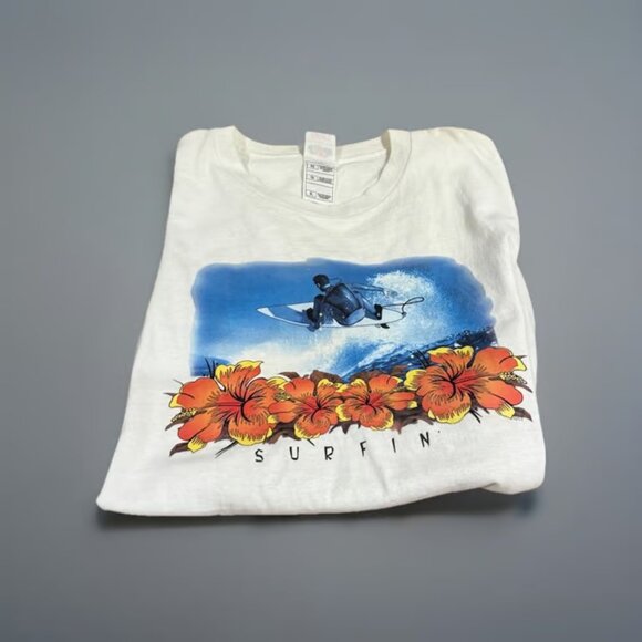 vintage Fruit of Looms Surfin White T-Shirt size XL - Picture 1 of 4